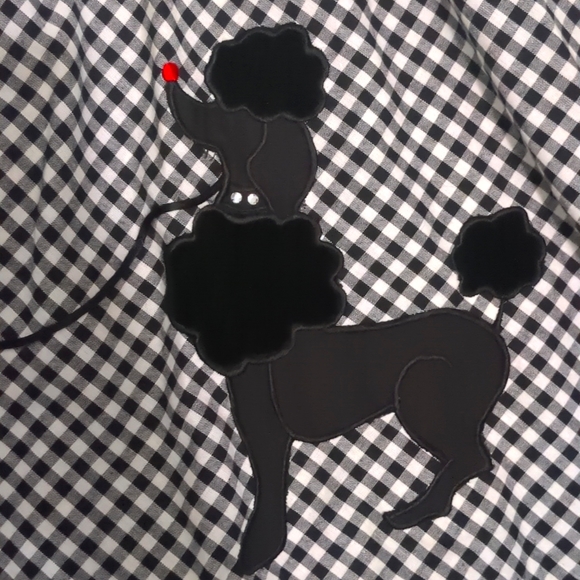 Strapless Gingham Dress with Poodle Design - Picture 2 of 3